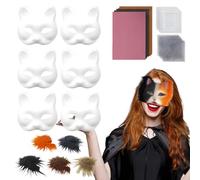 Jingmiger Maschere per il viso per gatti per progetti fai da te, maschera di Halloween con zona degli occhi, costume per ragazze, famiglia, amici, feste, teatro, Halloween, Natale, servizio