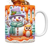 Jingmiger Natale, Tazze in Ceramica per le Feste, Design 3D Pupazzo Neve 350ml con Manico Idee Regalo Cucina Feste