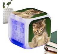 Jingmiger Sveglia gatto per,Allarme gatto - Orologio da tavolo cubo sveglia LED | Orologio per gli amanti dei gatti con grande schermo per la stanza della classe, la camera dei bambini, il soggiorno