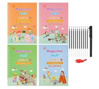 Jingmiger Taccuino di scrittura riutilizzabile, libro di scrittura per - Libro di disegni da colorare scanalato,Libri di scrittura educativi per scanalati, quaderno di scrittura prescolare