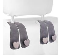JINGMU 2 Pezzi Ganci Doppi per Sedile Posteriore Dell'auto per Ford S-Max 2007 2008-2021, Poggiatesta Auto Gancio Organizer per Seggiolino Auto per Oggetti e Borse,Gery
