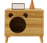 JingNian Armadio Lettiera per Gatti Nascosta, Mobile in Fibra di Legno con Porta, Cuccia Elegante per Mici, Mobiletto da Collocare in Bagno, Cucina o Soggiorno(Light Walnut,60x40x50cm)