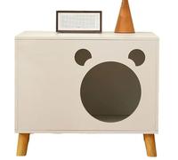 JingNian Armadio Lettiera per Gatti Nascosta, Mobile in Fibra di Legno con Porta, Cuccia Elegante per Mici, Mobiletto da Collocare in Bagno, Cucina o Soggiorno(Warm White,60x40x50cm)