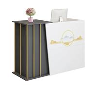 JingNian Banco Di Ricezione E Cassette Di Ricevimento Bancone Reception, Scrivania Per Computer Banco Cassa Moderno Per Ufficio Negozio Parrucchiere Salone Beauty Studio(Printed,120cm)