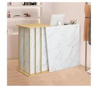 JingNian Bancone Cassa per Negozio, Banco Reception con Cassetti e Serratura, Scrivania Reception Moderna per Hotel, Abbigliamento, Sala d’Attesa e Ufficio(Marble Color,120cm)