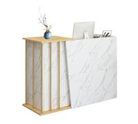 JingNian Bancone Reception Moderno Grande Banco Della Reception Con Ripiani Aperti E Cassetti Cassa Per Parrucchiere Beauty Studio Negozio Boutique Supermercato(Marble Color,120cm)