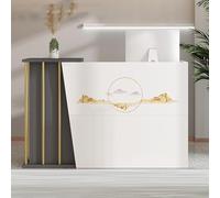 JingNian Bancone Reception Ufficio con Cassetti Serratura e Ampio Spazio di Archiviazione, Banco Reception Moderno per Negozi Abbigliamento Pasticcerie Hotel Centro Estetic(Size:100CM,Color:Stampato)