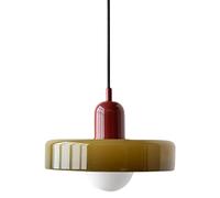 JingNian Lampada A Sospensione in Vetro Verde, Lampada da Soffitto in Stile Fattoria Vintage, Lampadario Moderno di metà Secolo, Lampada da Soffitto A Sospensione Costiera Vintage(Size:25cm,Color:L)