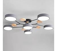 JingNian Lampada da Soffitto A LED, Plafoniera Moderna A 6 Luci, Lampadario in Legno da 48 W con Paralume in Acrilico per Soggiorno, Camera da Letto, Cucina(Size:6 Lights,Color:D)