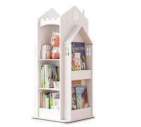 JingNian Libreria ad alta rotazione a 3 piani per bambini - Scaffale portaoggetti per libri, sala giochi, ufficio o soggiorno, rotazione a 360 gradi (bianco, 103 x 45 x 45 cm)