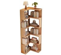 JingNian Libreria Angolare A 5 Ripiani A Forma Di L Scaffale, Mensola D’Angolo Scaffale Portaoggetti Espositivo In Legno Per Soggiorno Casa Ufficio Home Office(5 layers-60cm)