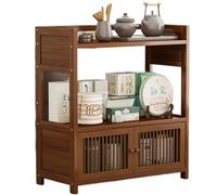 JingNian Organizzatore Di Tè In Bambù Con Cassetto, Armadietto In Legno Per Bustine Di Tè, Barattoli E Bottiglie, Scaffale Portaoggetti Compatto Salvaspazio Per Casa E Cucina(Style1,50cm)