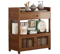 JingNian Organizzatore Di Tè In Bambù Con Cassetto, Armadietto In Legno Per Bustine Di Tè, Barattoli E Bottiglie, Scaffale Portaoggetti Compatto Salvaspazio Per Casa E Cucina(Style2,70cm)