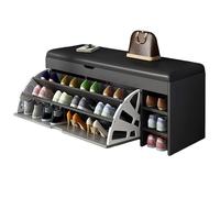 JingNian Panca Scarpiera Salvaspazio con Ripiano Portascarpe a 3 Livelli e Seduta Imbottita, Cassapanca con Coperchio Ribaltabile, Perfetta per Ingresso, Corridoio e Camera da Letto(A)