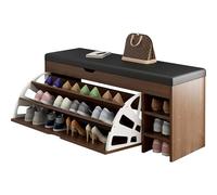 JingNian Panca Scarpiera Salvaspazio con Ripiano Portascarpe a 3 Livelli e Seduta Imbottita, Cassapanca con Coperchio Ribaltabile, Perfetta per Ingresso, Corridoio e Camera da Letto(B)