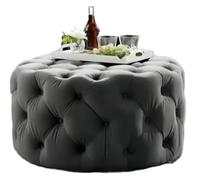 JingNian Pouf Rotondo In Velluto Trapuntato, Sgabello Poggiapiedi Imbottito Elegante, Ottoman Multifunzionale Per Soggiorno, Camera Da Letto E Ingresso(Dark grey)