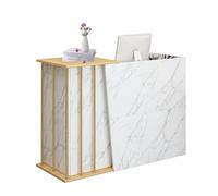 JingNian Reception Estetica, Banco Reception Bianco con Cassetti e Spazio di Archiviazione, Scrivania per Negozio, Centro Estetico e Hotel(Marble Color,100cm)