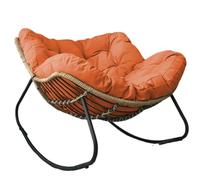JingNian Sedia A Dondolo, Poltrona Relax Ergonomica, Poltrona Sovradimensionato Con Cuscino Imbottito, Sedia A Uovo Con Struttura Metallica, Per Soggiorno Portico Giardino(Orange,S)