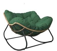 JingNian Sedia A Dondolo, Poltrona Relax Ergonomica, Poltrona Sovradimensionato Con Cuscino Imbottito, Sedia A Uovo Con Struttura Metallica, Per Soggiorno Portico Giardino(Green,S)