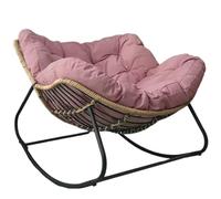 JingNian Sedia A Dondolo, Poltrona Relax Ergonomica, Poltrona Sovradimensionato Con Cuscino Imbottito, Sedia A Uovo Con Struttura Metallica, Per Soggiorno Portico Giardino(Pink,S)