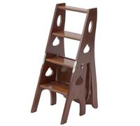 JingNian Sedia Scala Pieghevole 4 Gradini 150 kg, Sgabello Multifunzione con Seduta, Scala da Biblioteca Portatile e Salvaspazio, Stepladder Leggera in Legno di Pino per Cucina Soggiorno Balcone(D)