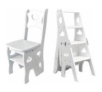 JingNian Sedia Scala Pieghevole 4 Gradini 150 kg, Sgabello Multifunzione con Seduta, Scala da Biblioteca Portatile e Salvaspazio, Stepladder Leggera in Legno di Pino per Cucina Soggiorno Balcone(C)