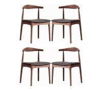 JingNian Set di 4 Sedie Design con Gambe in Legno e Cuscini Ecopelle - Stile Mid Century, Schienale Curvo Ergonomico per Sala da Pranzo, Soggiorno & Interni(Black)