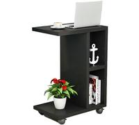 JingNian Tavolino Laterale in Legno, Libreria Bassa 3 Ripiani, Design Moderno per Divano, Soggiorno, Salotto o Ufficio, Stile Elegante e Funzionale(Dark Walnut,45x30x55cm)