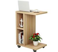 JingNian Tavolino Laterale in Legno, Libreria Bassa 3 Ripiani, Design Moderno per Divano, Soggiorno, Salotto o Ufficio, Stile Elegante e Funzionale(Light Walnut,45x30x55cm)