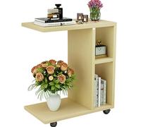 JingNian Tavolino Laterale in Legno, Libreria Bassa 3 Ripiani, Design Moderno per Divano, Soggiorno, Salotto o Ufficio, Stile Elegante e Funzionale(Maple,50x30x63cm)