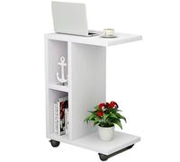 JingNian Tavolino Laterale in Legno, Libreria Bassa 3 Ripiani, Design Moderno per Divano, Soggiorno, Salotto o Ufficio, Stile Elegante e Funzionale(White,45x30x55cm)