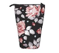 jingong 2 astucci multifunzione con fiori rossi, per matite, cosmetici, adatti per l'ufficio e il trasporto quotidiano, Nero , Taglia unica, Portamonete