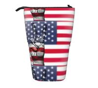 jingong Astuccio multifunzione con bandiera americana e pace hippie, borsa portaoggetti, borsa per il trucco, adatta per ufficio e trasporto quotidiano, Nero , Taglia unica, Portamonete