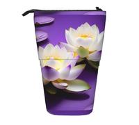 jingong Astuccio multifunzione con fiore di loto viola, per matite, cosmetici, adatto per l'ufficio e il trasporto quotidiano, Nero , Taglia unica, Portamonete