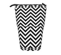 jingong Astuccio multifunzione con motivo a zigzag, per matite, trucchi, adatto per l'ufficio e il trasporto quotidiano, Nero , Taglia unica, Portamonete