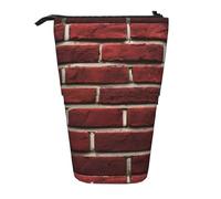 jingong Astuccio multifunzione con pietra rossa mattone, borsa portaoggetti, borsa per trucchi, adatta per ufficio e trasporto quotidiano, Nero , Taglia unica, Portamonete