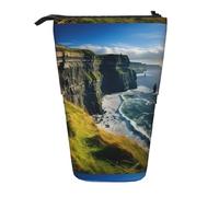 jingong Astuccio multifunzione con scritta "Clare The Cliffs" della contea di Irlanda all'aperto, borsa portaoggetti, trousse per il trucco, adatta per l'ufficio e il trasporto quotidiano, Nero ,