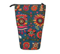 jingong Astuccio multifunzione stile messicano, stile bohémien, per matite, cosmetici, adatto per l'ufficio e il trasporto quotidiano, Nero , Taglia unica, Portamonete