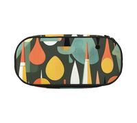 jingong Astuccio per matite in tessuto Oxford con stampa a forma di goccia, resistente, doppia cerniera, per cosmetici, Nero , Taglia unica, Astuccio per trucchi