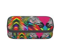 jingong Borsa portaoggetti colorata con zebra arcobaleno di grande capacità, adatta per viaggi, forniture per ufficio, trucchi e organizzazione della scrivania, Nero , Taglia unica, Beauty Case