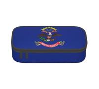 jingong Borsa portaoggetti con bandiera del Nord Dakota di grande capacità, adatta per viaggi, forniture per ufficio, trucchi e organizzazione della scrivania, Nero , Taglia unica, Beauty Case