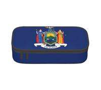 jingong Borsa portaoggetti con bandiera dello Stato di New York, grande capacità, adatta per viaggi, forniture per ufficio, trucchi e organizzazione della scrivania, Nero , Taglia unica, Beauty Case
