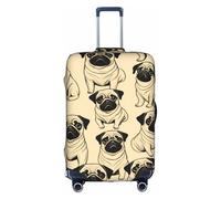 jingong Carino Pug Dog Stampa Elastico Bagagli Valigie Coperture Adulto Bagagli Protector Viaggio Valigia Copertura Protettiva, bianco, M