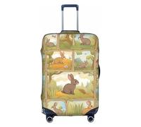 jingong Cartoon Cute Animals Coniglio Stampa Elastico Bagagli Valigie Coperture Adulto Bagagli Protector Viaggio Valigia Copertura Protettiva, bianco, L