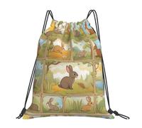 jingong Cartoon Cute Animals Rabbit Outdoor zaino portatile con coulisse borsa leggera palestra Sackpack per viaggi, yoga, spiaggia