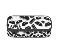 jingong Cool Black Lipstick Lips, borsa portaoggetti di grande capacità, adatta per viaggi, forniture per ufficio, trucchi e organizzazione della scrivania, Nero , Taglia unica, Beauty Case