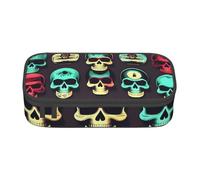 jingong Cool Retro Skull Head Graphics grande capacità Storage Bag, adatto per viaggi, forniture per ufficio, trucco e organizzazione scrivania