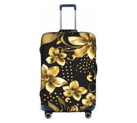 jingong Copertura elastica per valigie da viaggio con stampa a fiori neri e oro, bianco, L