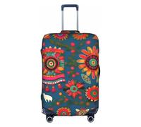 jingong Copertura elastica per valigie da viaggio con stampa artistica messicana folk art boho per adulti, bianco, L