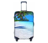 jingong Copertura elastica per valigie da viaggio con stampa tropicale di sabbia bianca e oceano, per adulti, bianco, L